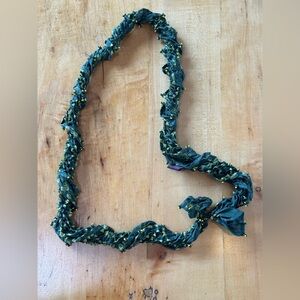Green Beaded Scarf Necklace - Women's Fashion Accent
